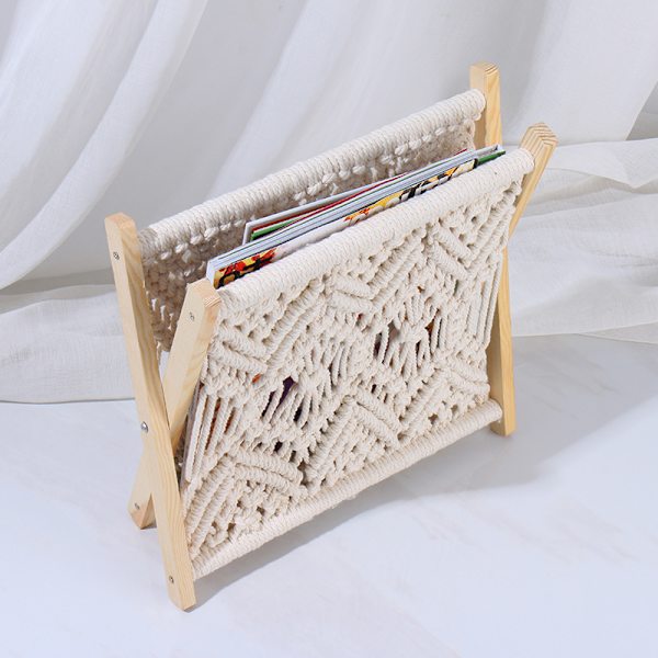 Tidningsställ, bärbar bohemisk tidningskorg, lätt att installera bohemisk tidningsställ för böcker, tidningar, barnrum och heminredning 35*10*30cm