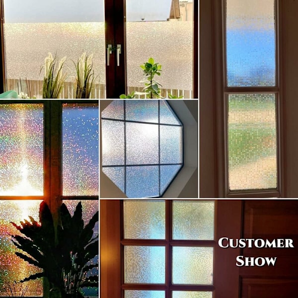 (Transparent-Mosaic, 30x200) 3D Film För Arc-en-Ciel Effektiv Fönster Dekorativ Fönster Elektrostatisk Film Förmörkande Anti-UV