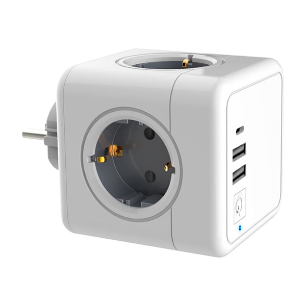 Flere USB-kontakter, kubeformet veggkontakt med 4 uttak og 2 USB-strømforsyninger, 1 type C-strømforsyning, USB 7 i 1 USB-strømuttak med bryter, USB-veggkontakt