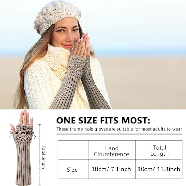 2 par vintervarme strikkede lange arm termiske handsker skala design strikkede termiske tommelfingerhul handsker