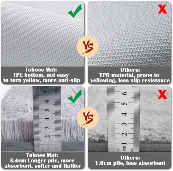 Badematte 40cm x 60cm Antislipp, Maskinvaskbar, Superabsorberende Badematte