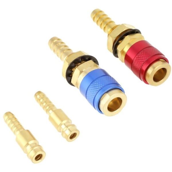 Hurtigkoblinger, 2 stk. 8 mm gas- og vand-hurtigkobling, ilt-hurtigkobling, TIG-fitting, vandkølet adapter til MIG TIG-svejsebrænder