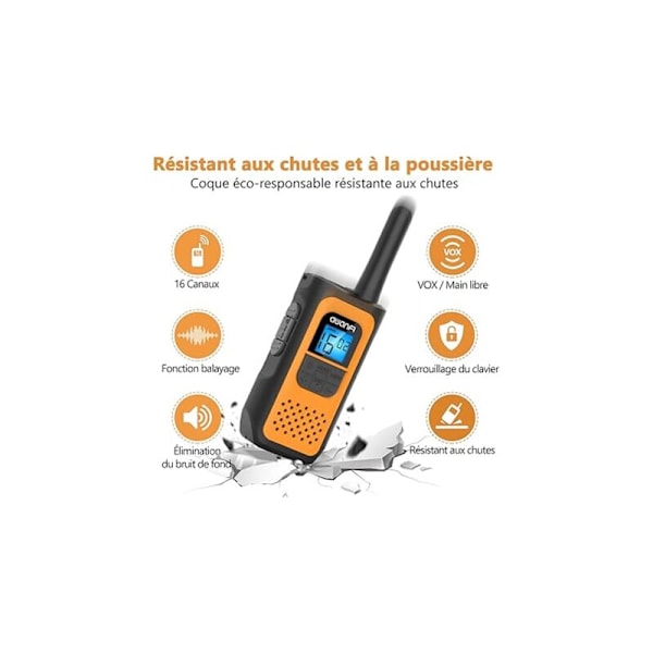 Walkie Talkie Uppladdningsbar Barn Vuxna 2-pack, Walkie-Talkie Lång räckvidd med 16 Radiokanaler 2-vägs LCD-skärm, Walkie Talkie USB för äventyr