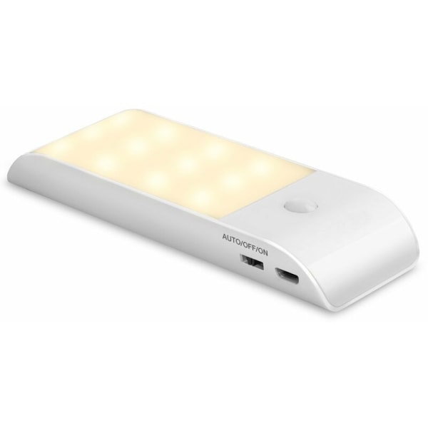 Automatisk LED-nattelys, USB-genopladelig bevægelsessensor nattelys, TIL/AUTO/FRA, naturligt hvidt skablys, magnetisk, til stue, soveværelser