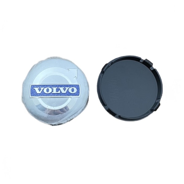 Passer for Volvo navkapsler S60 S90 XC40 XC60 V90 S40 S80L bildekk senterhettemerke 64mm (4 stykker)(sølvblå)