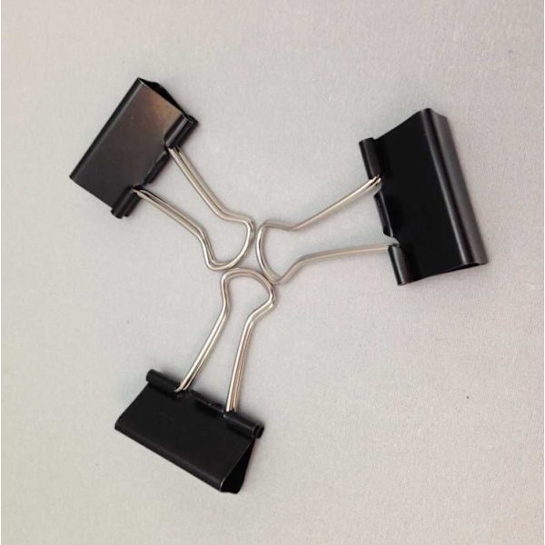Sort - 12 pakke mappe - 41mm - Æske med multifunktionelle papirclips - Binder - Metal tegneclips til noter - Skrivepapir -