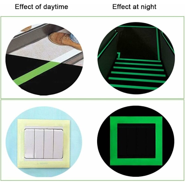 Grønn kvalitets fluorescerende tape høyere 9 m x 2 cm, lys tape, fosforiserende tape, selvlysende markeringstape, selvklebende varseltape,