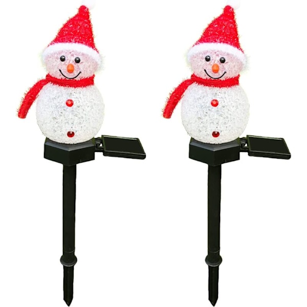 Paket med 2 Snögubbe Solcellslampor Snö Wollers Jul Snögubbe Dekorativa Lampor Dekorationsbelysning
