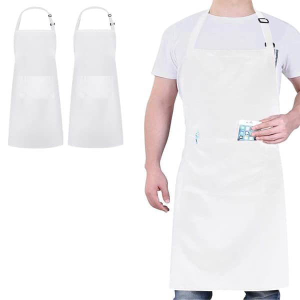 2-pack kockförkläde, vattentätt förkläde, justerbart förkläde med 2 fickor, män kvinnor, kök matlagning trädgårdsmålning bakning restaurang professionell A