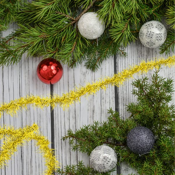 Mini Tinsel Girlander | Jule Tinsel Girlander | Julepynt Tinsel | Jule Glitterbånd Feriegaveinnpakning Dekorasjon Tilbehør (4