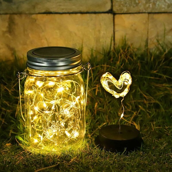 3 stycken Solarlampor Utomhus - 30LED Solcellslampor Utomhus Trädgård, IP65 Vattentät Utomhuslykta, Mason Jar Solcellshängande Lampor för Trädgårdsträd P