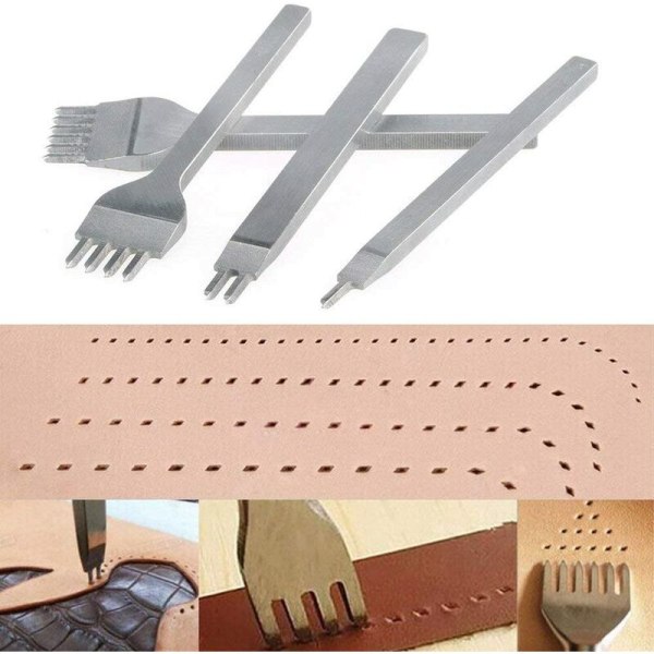 Hole Punch Tool Kit 4 Pcs DIY Leather Punch Tool Kit for Claw Leather Craft (4mm)