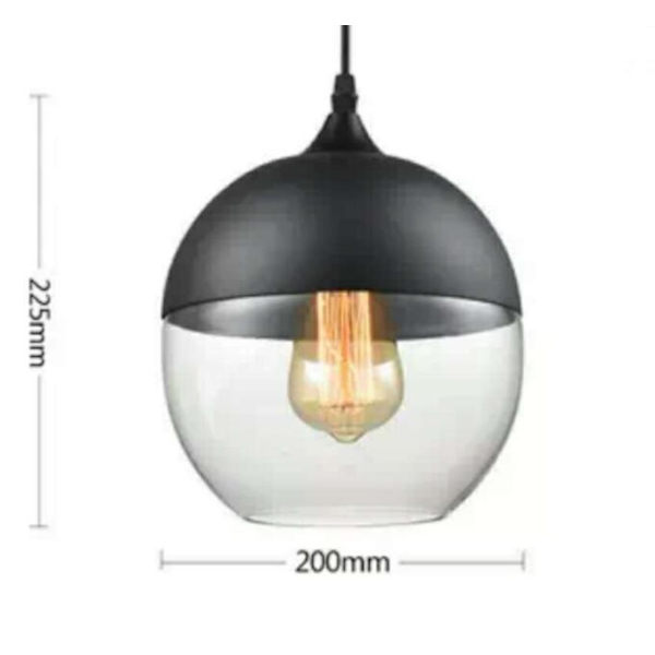 Hängande lampa, ljuskronaModern minimalistisk nordisk retro kreativ glas ljuskrona boll (svart och bärnsten)