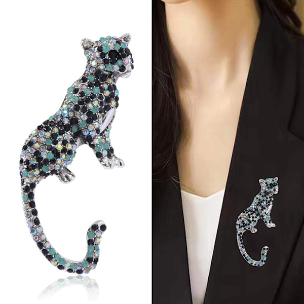 Retro djurformad antik leopard cool överdriven tredimensionell antik unisex pärla ädelsten brosch