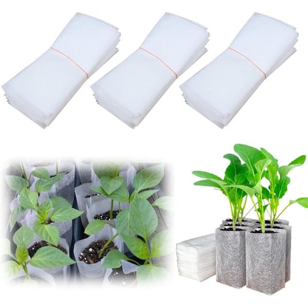 300 non-woven planteposer - 12cm x 15cm, Biologisk nedbrydelige såposer, såpotter i stof, såposer til huller til hjemmehaver, til tomater, f