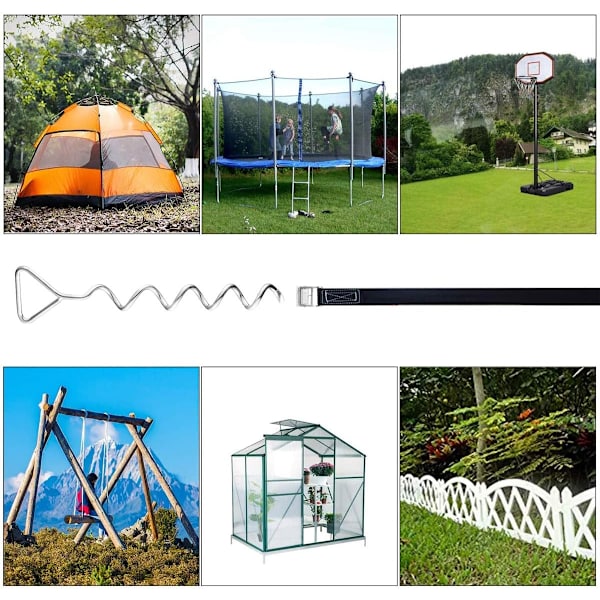 Trampolinankarkit, 4 krokar och remmar