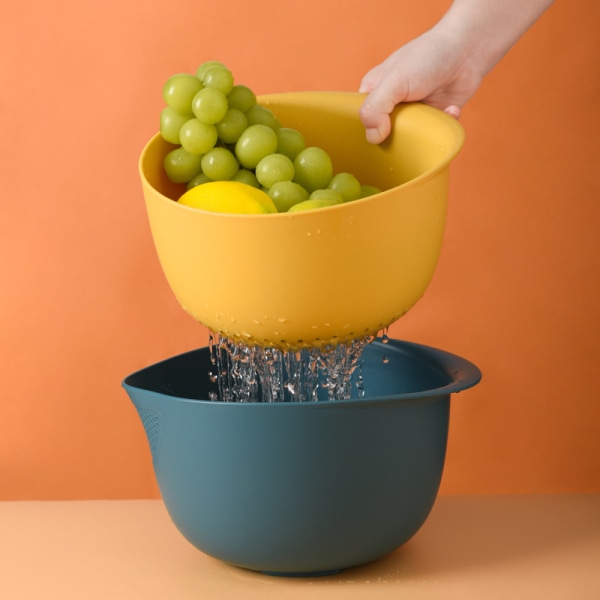 Rissil och köksdurkslag set (Blå) - Silning av ris, quinoa och små korn - Blötläggning, tvättning och avrinning av grönsaker och frukt