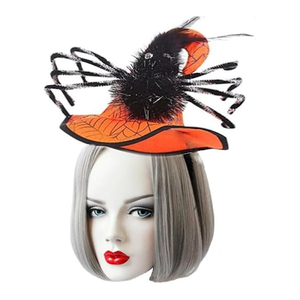 （Oransje + Sølv）Halloween Edderkopp Hodebånd Blonde Øredobber Kvinner Edderkoppnett Hansker Svart Enke Hårbøyler