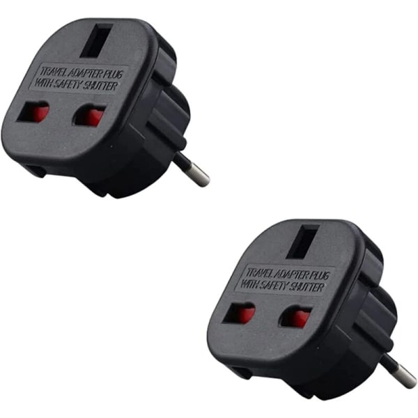 2-pack - Adapter för engelsk till fransk kontakt - Adapter för engelsk franska - Typ G till typ C - Kompakt och lätt - Överspänningsskydd (svart)