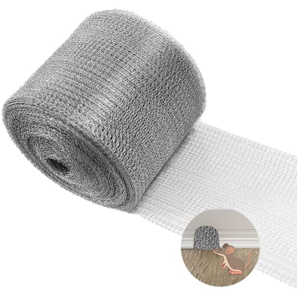 Anti-gnave barriere, rustfri stålfyldning til vægsprækker, dobbeltlags metalnetrulle, egnet til garagen i havehuset, 12,7 cm x