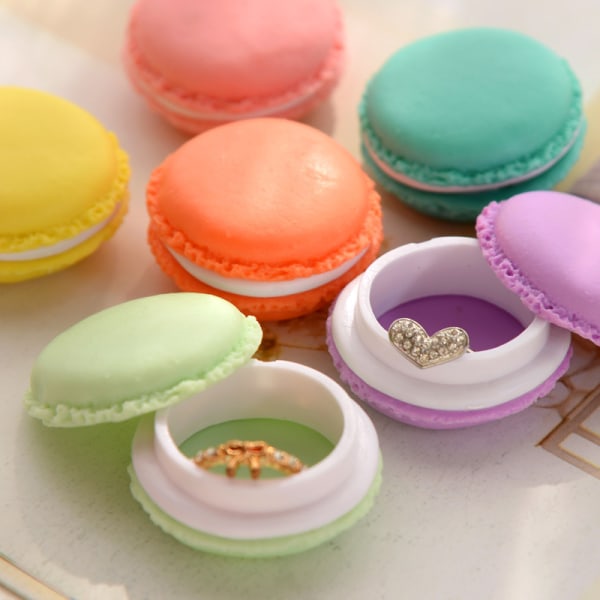 Macaron Box Liten Förvaringslåda Förvaringslådor Organizer Macarons Form för Smycken Halsband, Set om 6 Färgglada