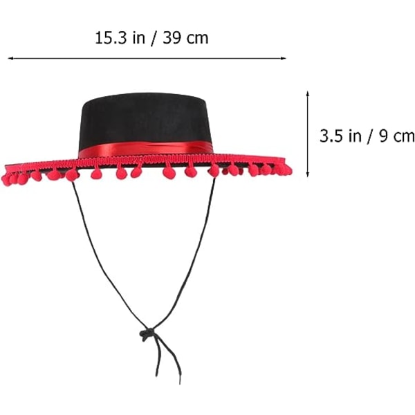 Spansk hatt av filt, Festhatt Pannband Dans, Fest, Klänning Po