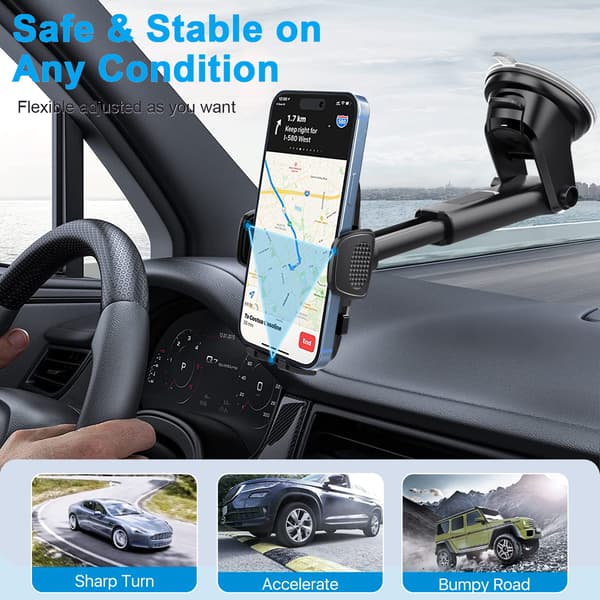 Biltelefonholder, Super Suction Cup Dashboard Biltelefonholder, Vindusrute Bilholder