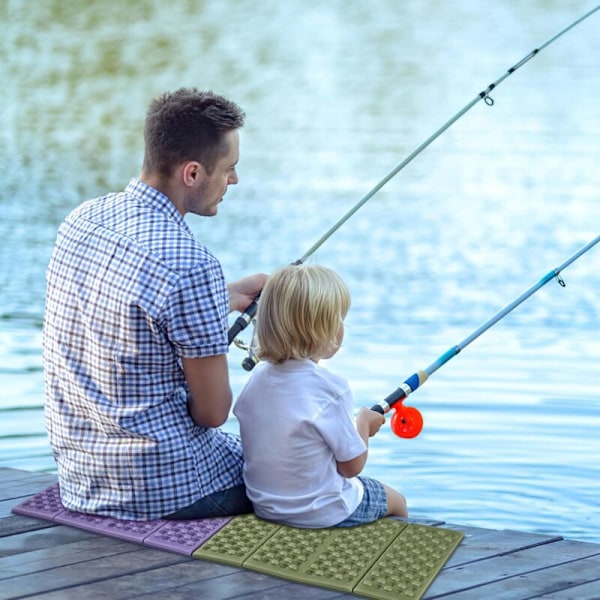 Kokoontaitettava matto kannettava istuintyyny ultrakevyt XPE-vaahtomuovimatto retkeilyyn piknikille patikointiin kalastukseen rannalle 2 kpl (vihreä ja violetti)