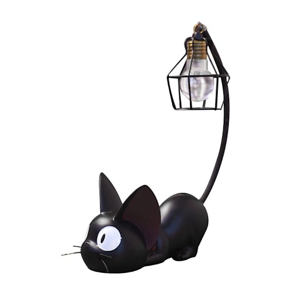 Dekorativ bordlampe, søt svart katt nattlys harpiks håndverk bordlampe rom skrivebord dekorative gaver (2 stk)