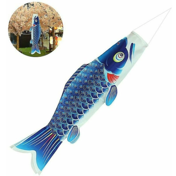 Svart fiskvindsocka Karpvindsocka Fiskflagga Fiskvindvimpel Utomhus hängande dekoration, för trädgård, bakgårdsdekoration (100 cm)