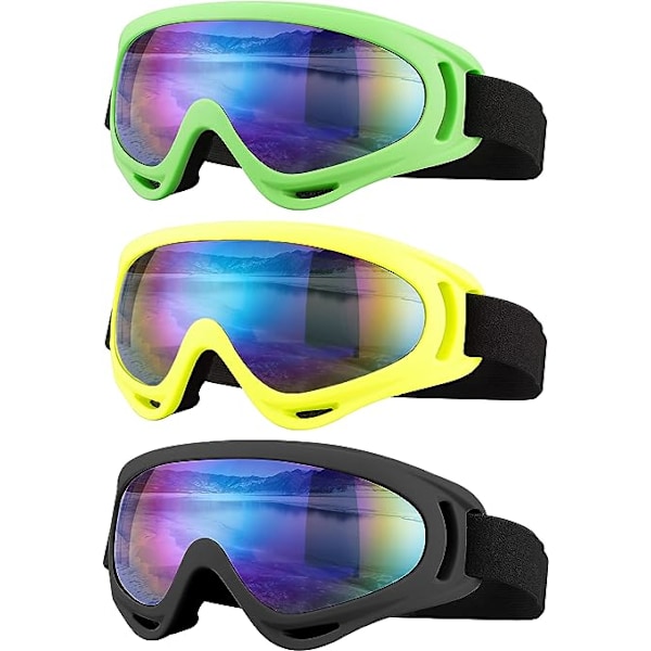 Skidglasögon, Motorcykelglasögon, 3-pack Snowboardglasögon för Män, Kvinnor, Unga Vuxna