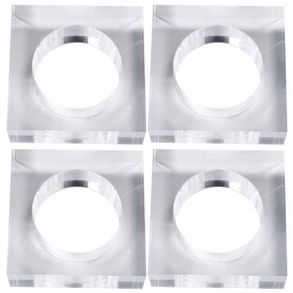 Bryllupsdekoration 4 stk. Akryl Servietringe Transparent Firkant Design Krystal Servietholder til Bryllup Banket Middagsbord Dekoration Bordsbakker Dekorativ