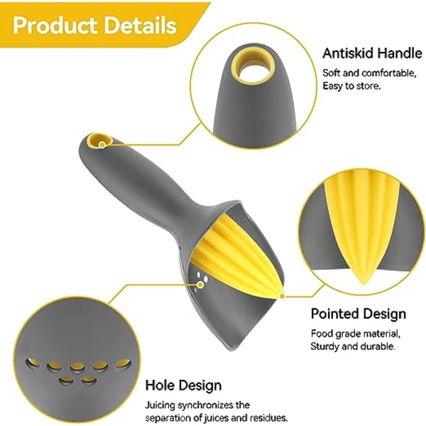 Citruspresser med frøfilter, ergonomisk mini citronpresser værktøj til citron appelsin frugt