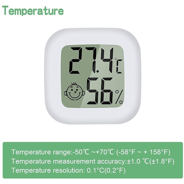 Hygrometer 3 st Mini LCD Digital Termometer Babyrum Vardagsrum Kontor Kylskåp Inomhus Termometer och Hygrometer
