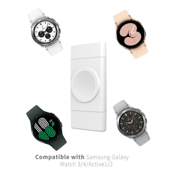 Dual Interface USB/TYPE-C Bærbar Ur Trådløs Oplader til Apple Samsung Universal Ur Oplader (Hvid)