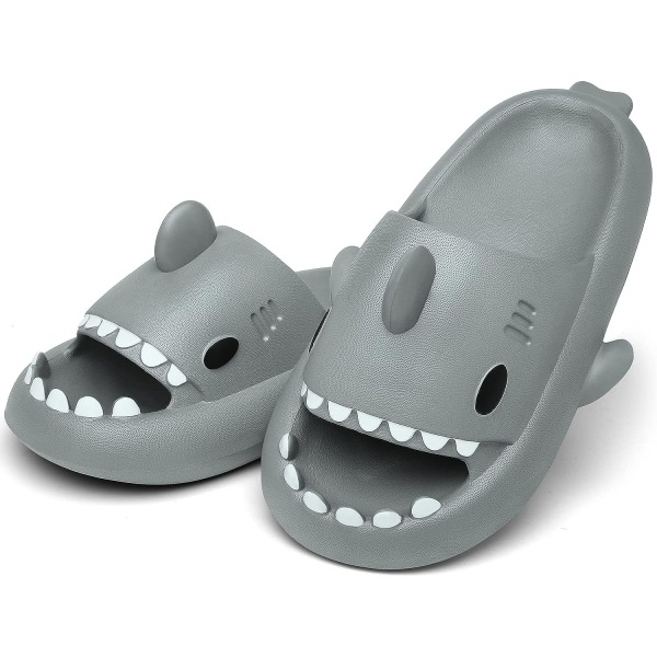 Shark Slides Dam Herr Simbassäng och Strandtofflor Halkfria Öppna Tåsandsaler Haj Slides Tofflor Grå EU 40-41