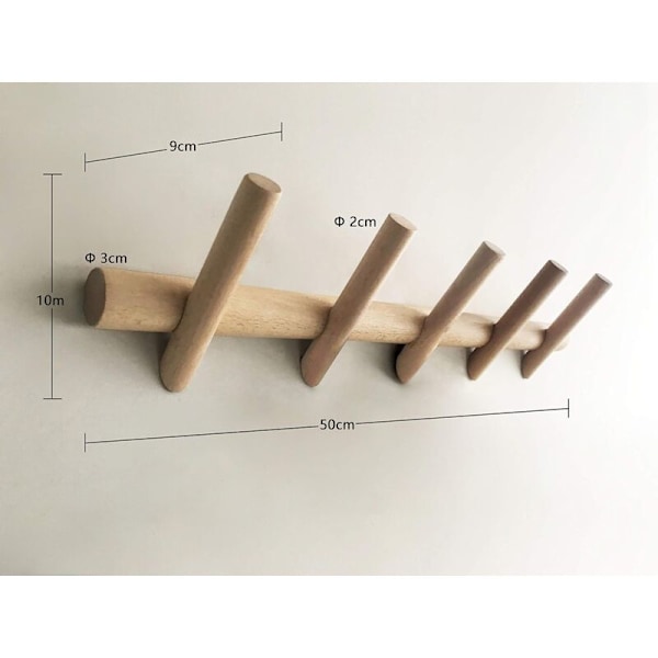 Gren Trä Väggmålning 5 Krokar Kappa Gående Kappa Design Vägg Gående Bärande För Hängande Kappor Start, 50 cm Handväskor