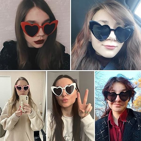 70-luvun vintage-rakkaussydämen aurinkolasit - naisille, miehille ja lapsille sydämenmuotoiset uutuusvärikkäät suojalasit juhliin