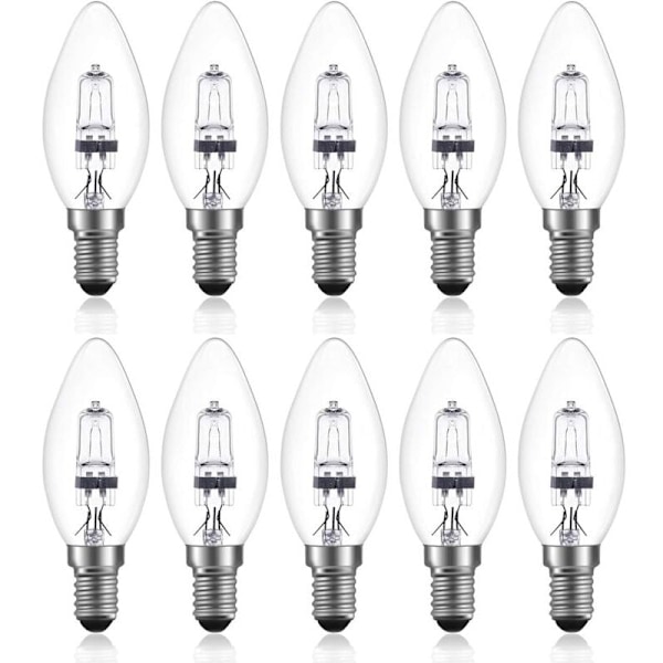 42W E14 C35 Dimbar Halogenlampa AC 220-240V Varmvit 2700K E14 Transparent Halogen Bougie (10st)