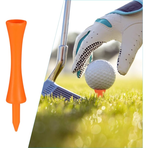 100 stk 70mm oransje plast golf tees, holdbare slott golf tees, for golf driver, golf matter og plast golfballer