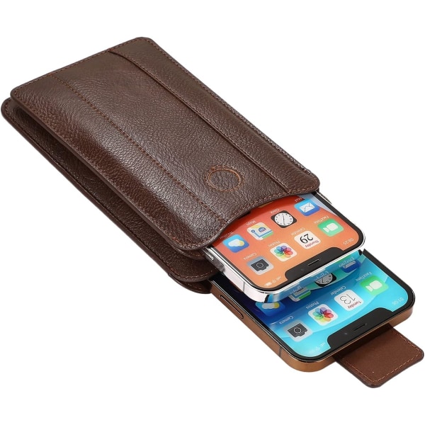 Mobiltelefonbältesväska i läder Svart, Smartphone-bältesväska i läder
