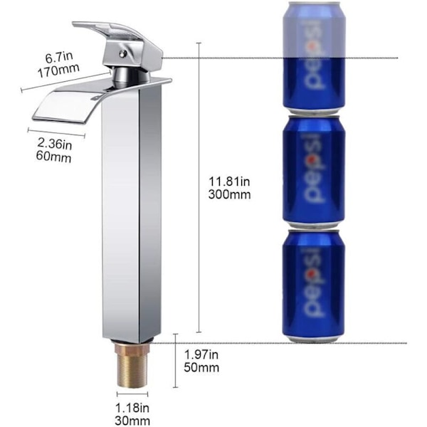 Vattenfall Badrumsblandare Hög Pip Krom Handfat Blandare Modern Design-
