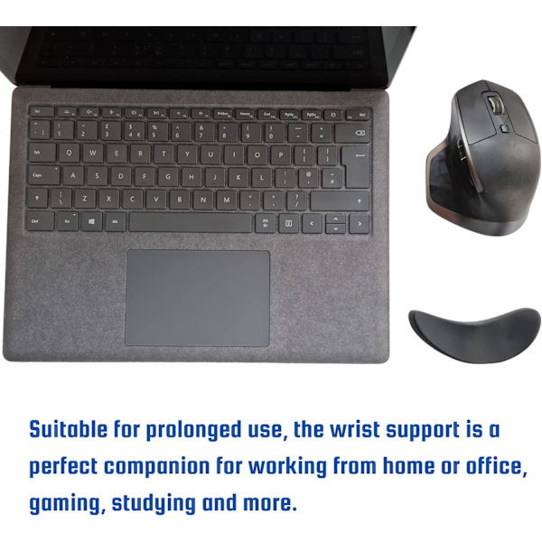 Ergonomisk musehåndledsstøtte - Fremstillet af silikone, højrehåndet, smertelindrende, anti-træthedsdesign - Perfekt til arbejde (sort)