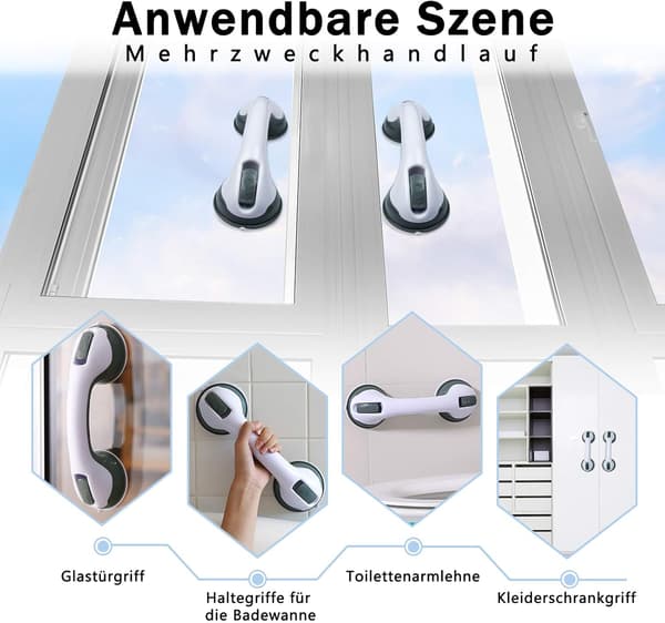 Badhandtag med sugkopp Sugkoppgrepphandtag Extra stark sugkopp (2-pack)