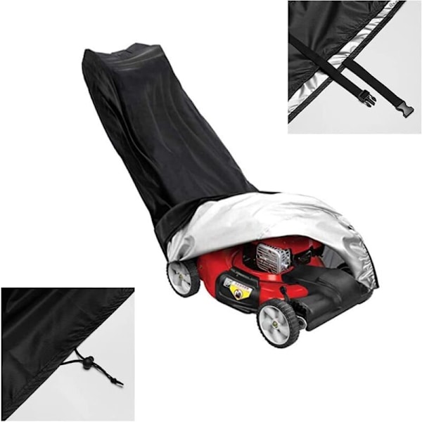 210D Polyester Vandtæt Støvtæt Plæneklipperdækken med Snøre og Opbevaringspose (193x64x112 cm)