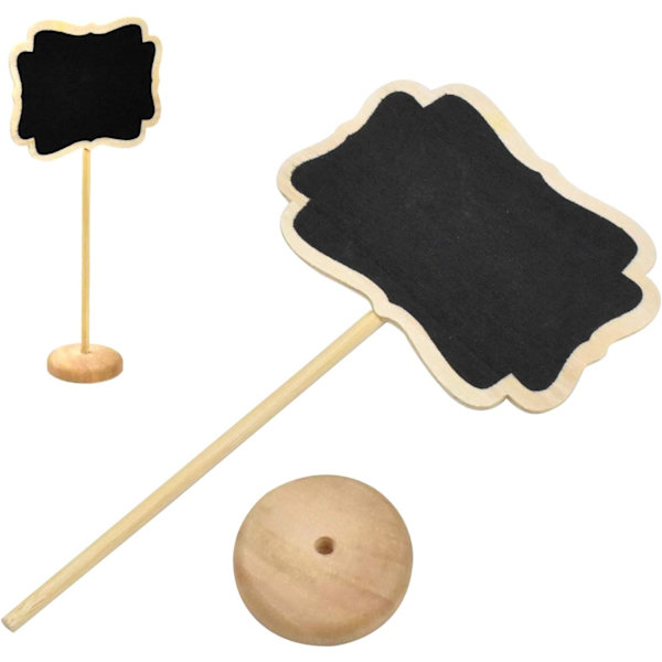 Mini Chalkboard 10 st Små Trätavlor Meddelandetavlor Prislappar med Hållare för Bröllopsfest Blomkruka Etikett