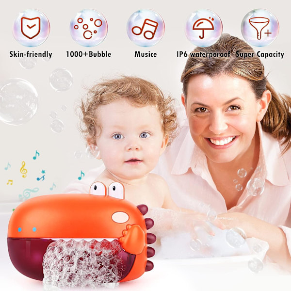 Baby badelegetøj, boblemaskine badelegetøj, børns dinosaur boblemaskine, babybobler med musik, børneboblemaskine (rød)