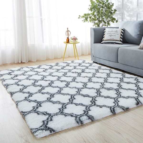 Dekorasjonsteppe, lange shaggy tepper sklisikkert teppe for stue soverom sofa gulvteppe, supermykt, (hvit lykt, 60 120cm)