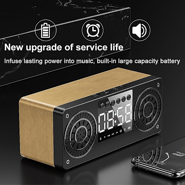 Träklocka Bluetooth-högtalare Mobil Hemdator Liten Högtalare gul trästruktur