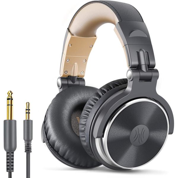 Langalliset studiomonitorointi- ja miksaus-DJ-stereokuulokkeet AMP-tietokoneen äänitykseen, podcastiin, näppäimistöön, kitaraan, kannettavaan tietokoneeseen (harmaa khaki)